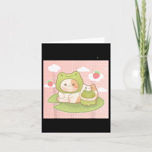 Cartão Kawaii Cat Sapo Strawberry Retro 90s Cottagecore A