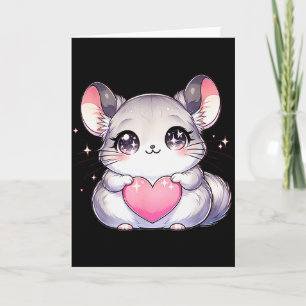Cartão Kawaii Chinchila Dia dos Namorados Crianças Adoles