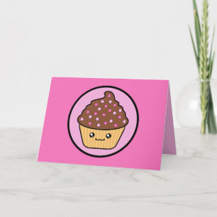 Cartão Kawaii Chocolate Cupcake Birthday Card