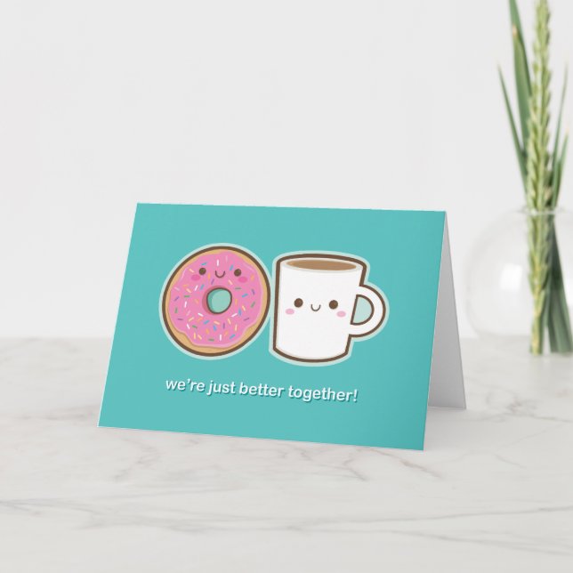 Cartão Kawaii Coffee & Doughnut (Frente)