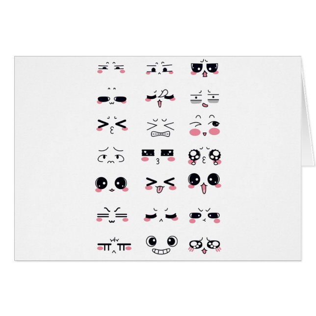 Cartão kawaii kaomoji (Frente Horizontal)