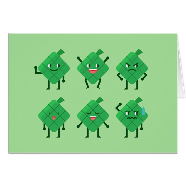 Cartão kawaii Ketupat (Frente Horizontal)