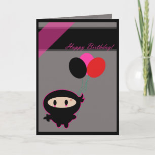 Cartão Kawaii Ninja - Parabéns