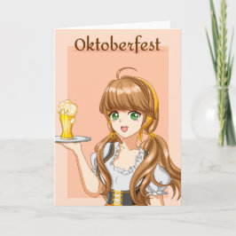 Cartão Kawaii Oktoberfest Maid com Cerveja