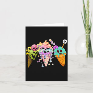 Cartão Kawaii Pastel Goth Fofo Sinistro Sorvete Caveira