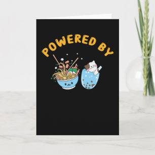 Cartão Kawaii Ramen & Cat Design Powered Ramen and Cat