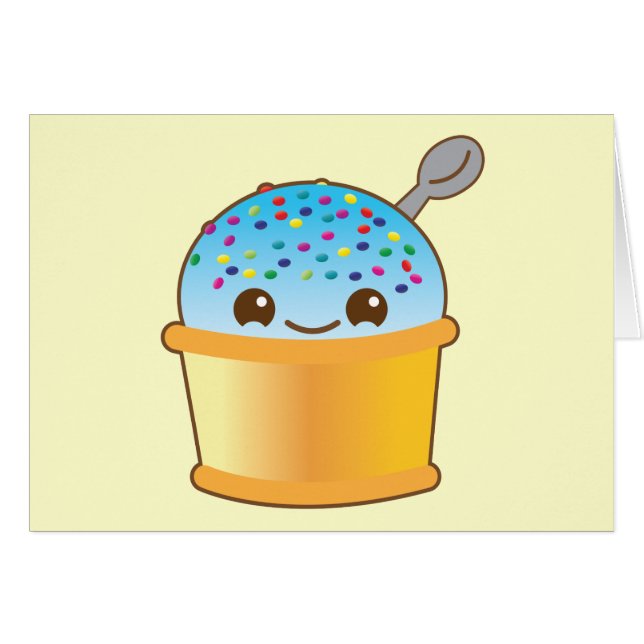 Cartão Kawaii saboroso saboroso do gelado do balde! NP (Frente Horizontal)