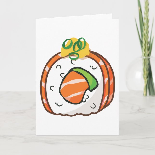 Cartão Kawaii Salmon Sushi - Kawaii Foodies (Frente)