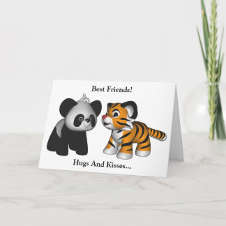 Cartão Kawaii Tiger Panda Best Friends Card
