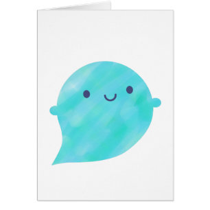 Cartão Kawaii Watercolor Ghost (Oceano)