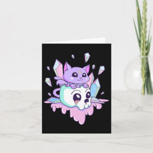 Cartão Kawaii Witchy Cat Fofo Gótico Pastel Cats Sku