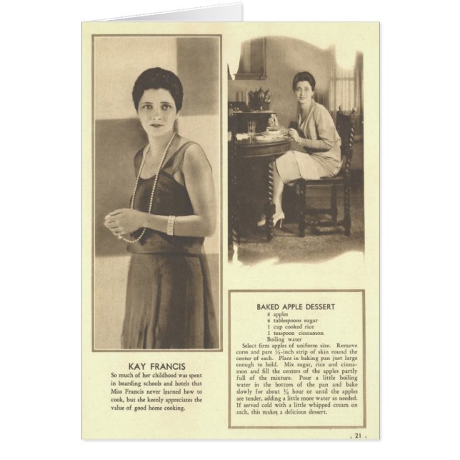 Cartão Kay Francis Beled Apple Dessert (Frente)
