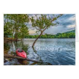 Cartão Kayak Flutuando Em Mesa Rock Lake Pensando Em Você
