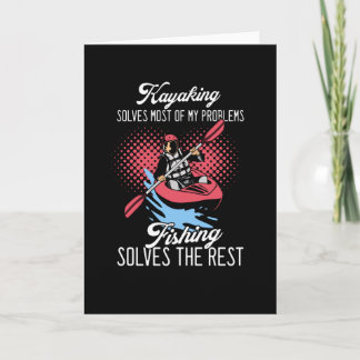 Cartão Kayaking, pesca engraçada