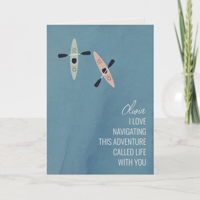 Cartão Kayaks em uma saudação de amizade ao lago (Frente)