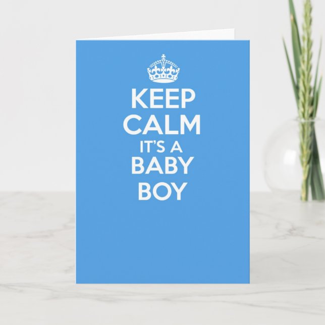 Cartão Keep calm and carry on greetings card - BABY BOY (Frente)
