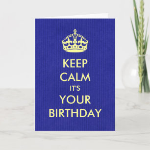 Cartão Keep Calm Birthday Greeting Royal Blue Kraft Paper