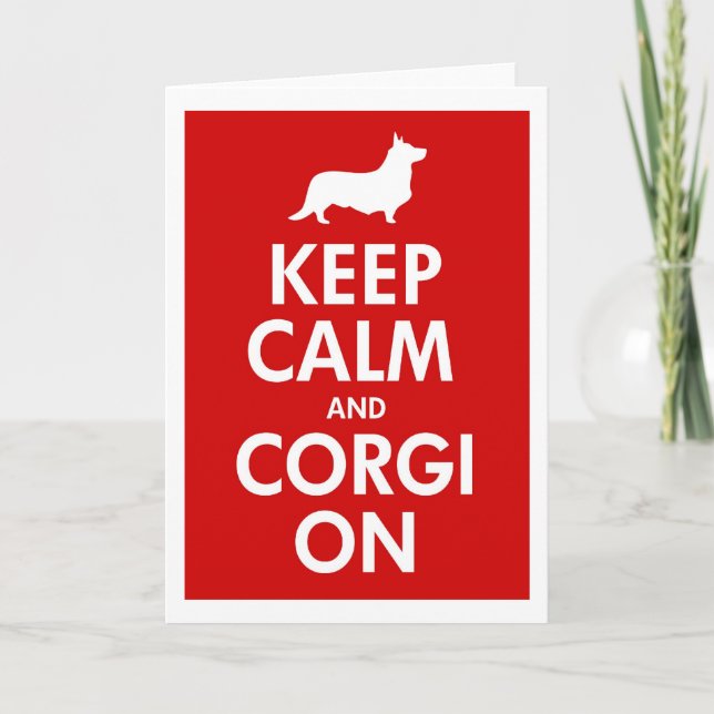 Cartão Keep Calm & Corgi On Cardigan (Frente)