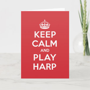 Cartão Keep Calm Play Harp Greeting Note Card