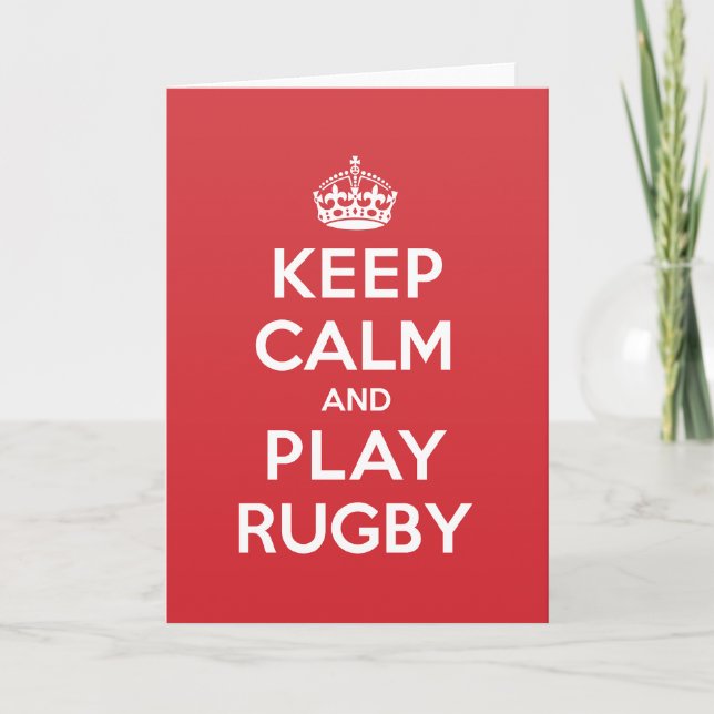 Cartão Keep Calm Play Rugby Greeting Note Card (Frente)