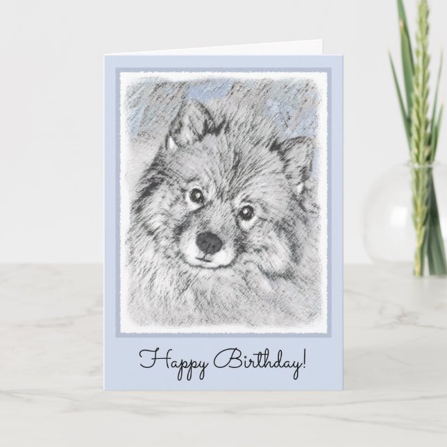 Cartão Keeshond Beth Painting - Cute Original Dog Art (Frente)