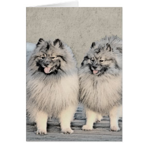 Cartão Keeshond Brothers Painting - Arte Original de Cach