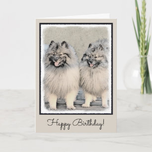 Cartão Keeshond Brothers Painting - Arte Original de Cãe