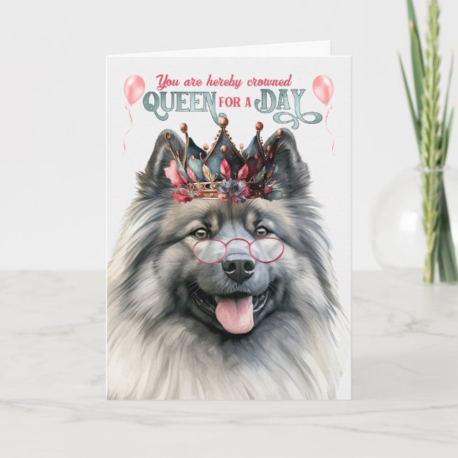 Cartão Keeshond Dog Queen Day Engraçado Aniversário (Frente)