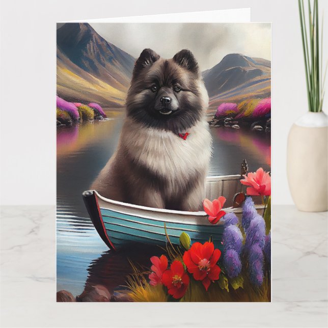 Cartão Keeshond em um remo: Uma aventura cêntrica (Frente)