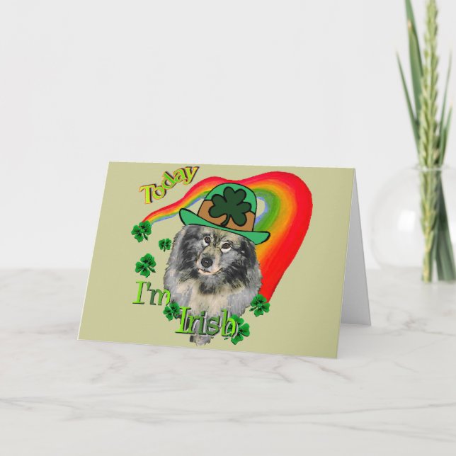Cartão Keeshond St Patrick's Day (Frente)
