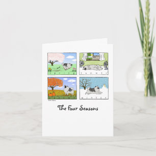 Cartão Keeshond's Four Seasons Cartoon de Cachorro Cach
