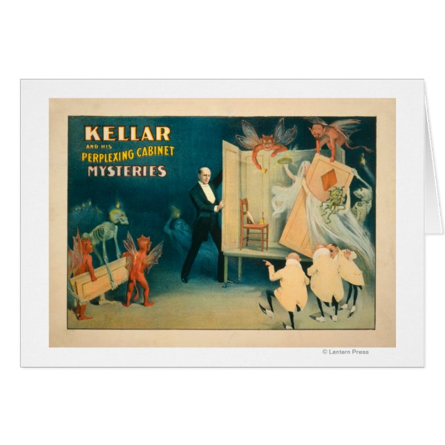 Cartão Kellar e seus mistérios do gabinete perplexos Magi (Frente Horizontal)