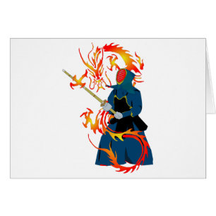 Cartão Kendo Swordsman e Dragão de Fogo