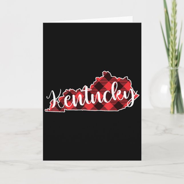 Cartão Kentucky State Map Buffalo Plaid Christmas Ky Kent (Frente)