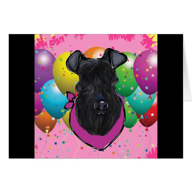 Cartão Kerry Blue Terrier Birthday (Frente Horizontal)