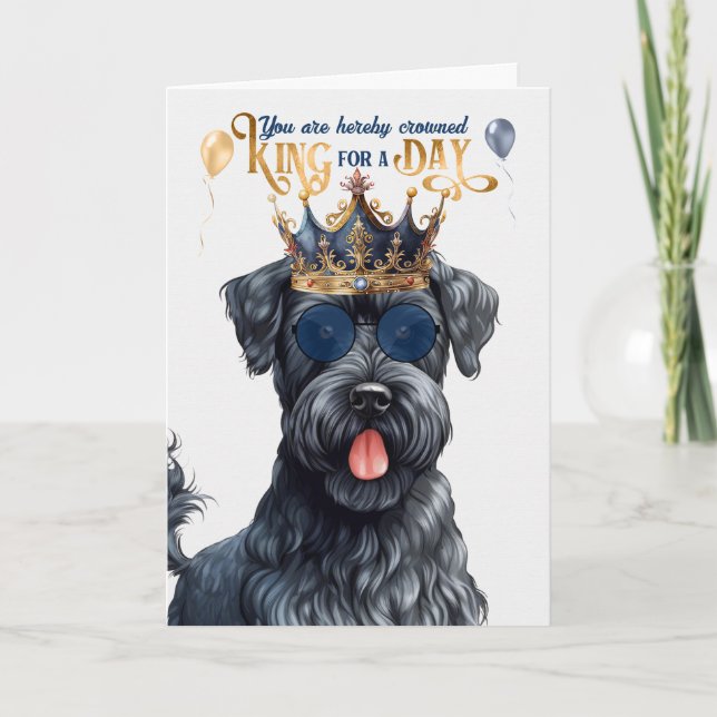 Cartão Kerry Blue Terrier Dog King para o dia feliz anive (Frente)
