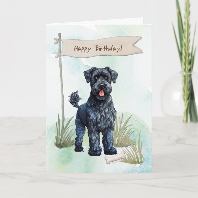 Cartão Kerry Blue Terrier Dog Sob Sinal de Aniversário (Frente)