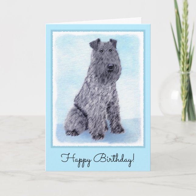 Cartão Kerry Blue Terrier pintando uma pintura cãozinha o (Frente)