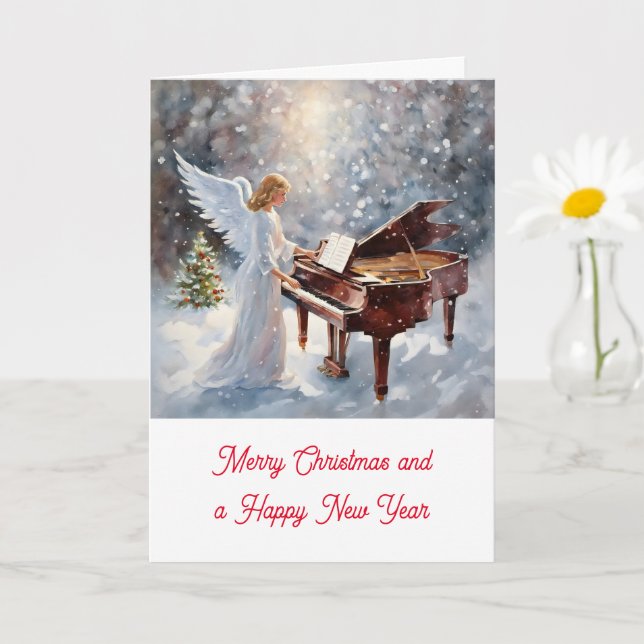 Cartão Kerstengel achter de piano (Planta pequena)