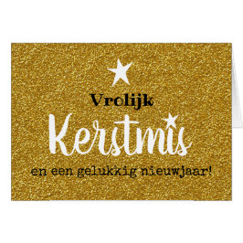 Cartão Kerstkaart glitter en glamour goud ster