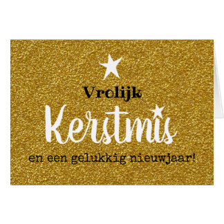 Cartão Kerstkaart glitter en glamour goud ster