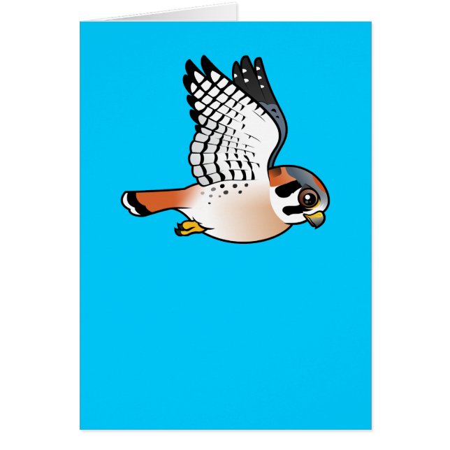 Cartão Kestrel americano em vôo (Frente)