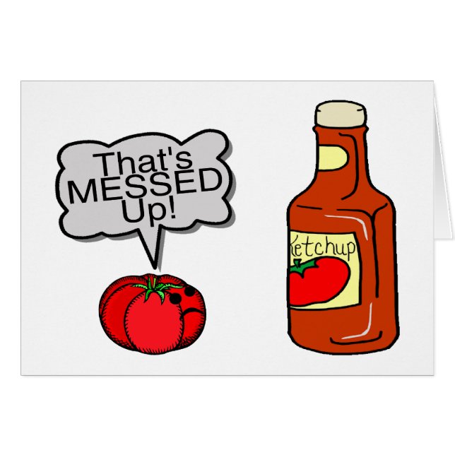 Cartão Ketchup acima sujada (Frente Horizontal)