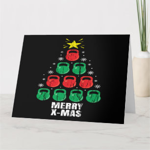 Cartão Kettlebells Divertidos de Natal Árvore Treino de F