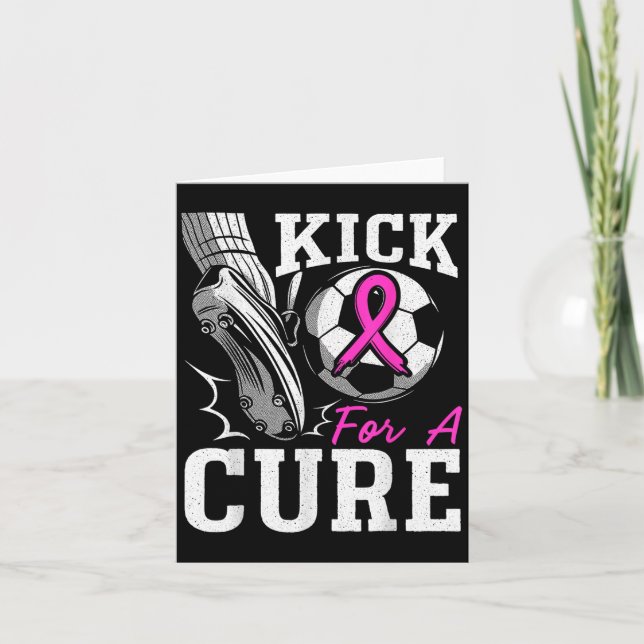 Cartão Kick For A Breast Cancer Awareness Nk Ribbon Socce (Frente)