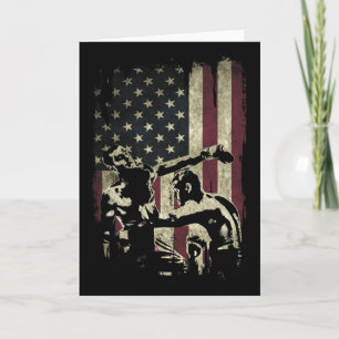 Cartão Kickboxeadores Sobre a Bandeira Americana Patrióti
