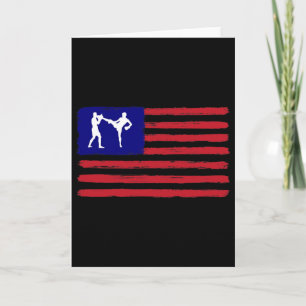 Cartão Kickboxing 4 de Julho Patriótico Distressed Americ