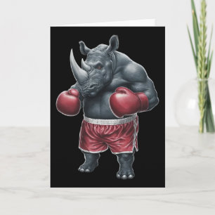 Cartão Kickboxing Boxe Boxeador Rinoceronte Treino Muay T