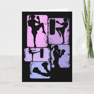 Cartão Kickboxing Kickboxer Taekwondo Karate Meninas Cria