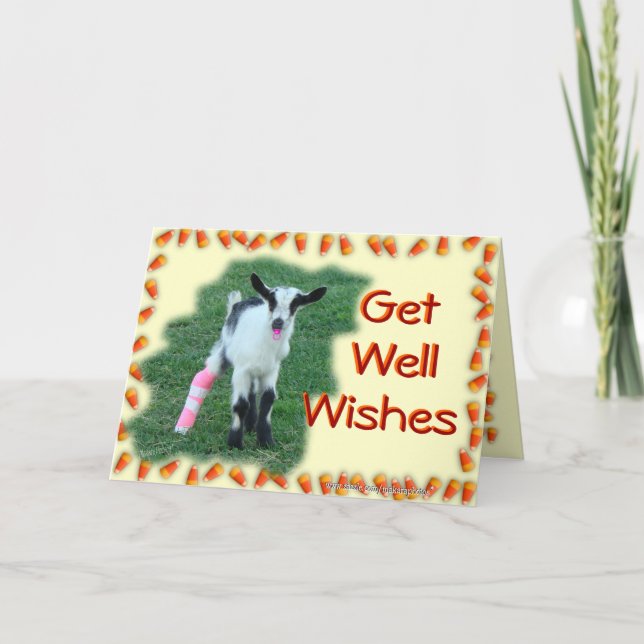 Cartão Kid Goat Get Well--customize any occasion & anyone (Frente)